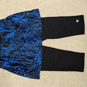 Athleta Black and Blue Skort Leggings w/hidden pocket
